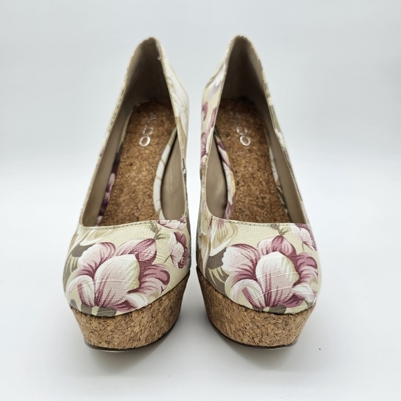 Aldo Women's Canvas Floral Print Platform High Heels, Size 6, NEW - Picture 6 of 14